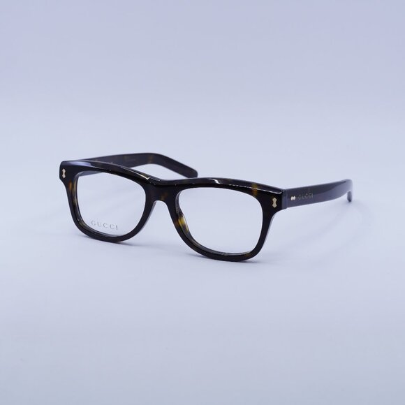Gucci GG1526O 002 Eyeglasses Dark Havana 52mm Square Frame - Picture 1 of 10